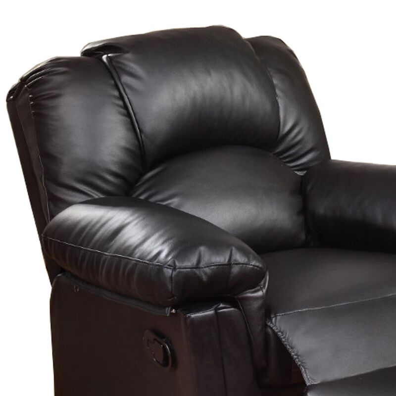 Bonded Leather Rocker/Recliner Black-Benzara