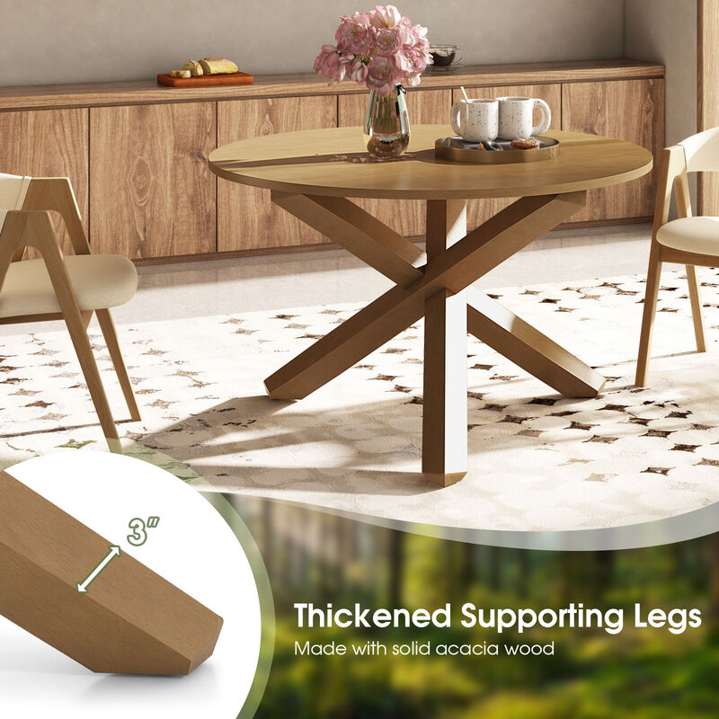 47 Inches Round Dining Table with Solid Acacia Wood Legs