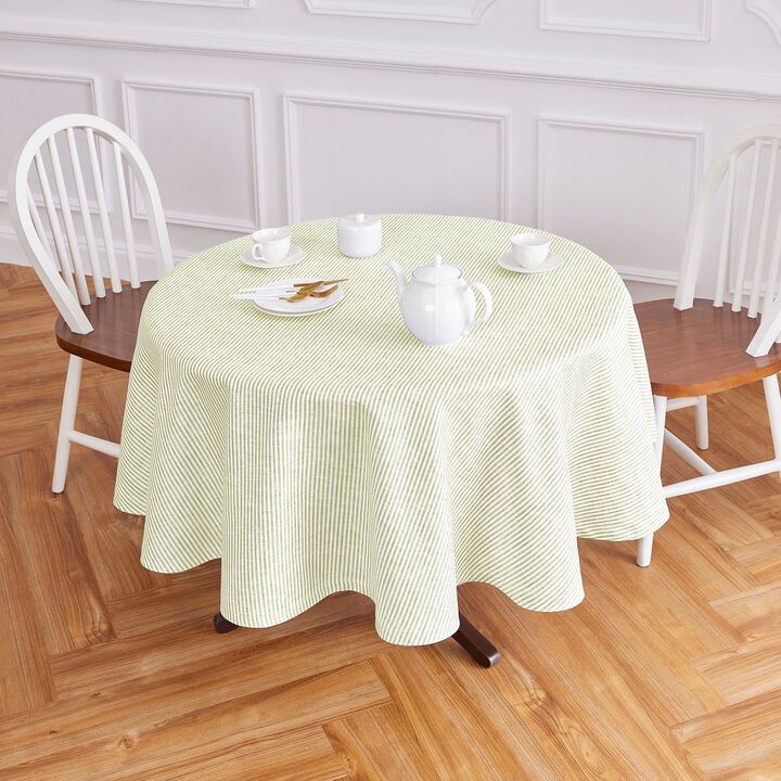 Solino Home 100% Pure Linen Round Tablecloth | Narrow Stripe for Thanksgiving, Christmas