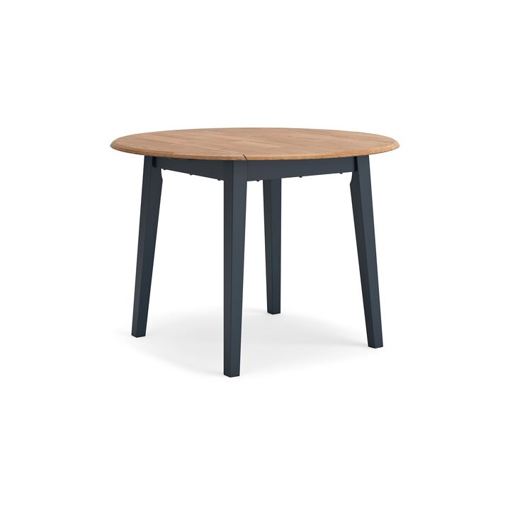 Gasy Dining Table, Extendable 26-42 Inch, Dark Blue, Wood, 2 Leaves - Benzara