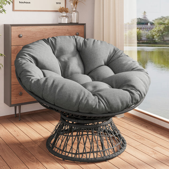 Merax Ergonomic Wicker Lounge Chair for Indoor Outdoor