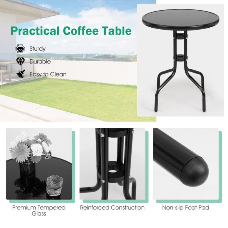 Hivvago 3 Pieces Folding Bistro Table Chairs Set for Indoor and Outdoor