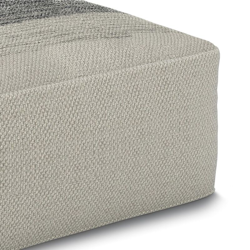 Simpli Home Outdoor/ Indoor Pouf In Grey And White Recycled Pet Polyester