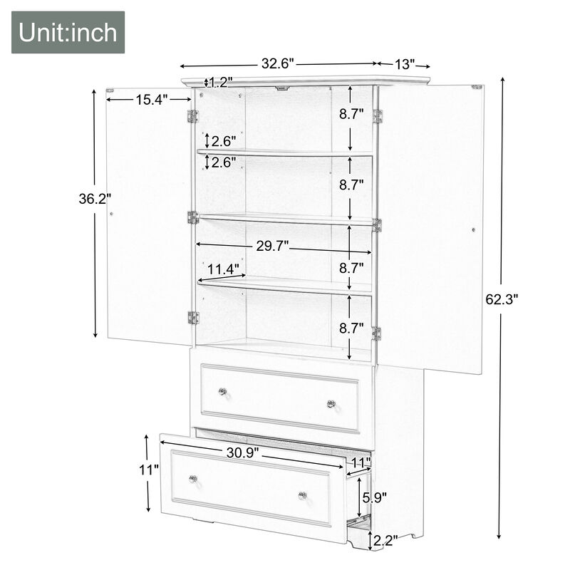 Merax Solid Wide Bathroom Storage Cabinet