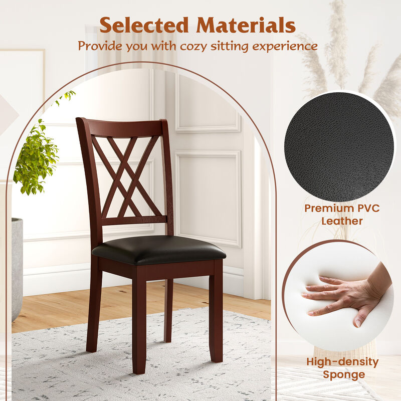 Set of 2 Dining Chair with Backrest and Padded Seat