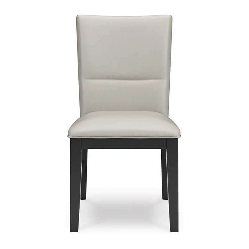 Inari Dining Side Chair Set of 2, Black Legs, Light Gray Faux Leather - Benzara