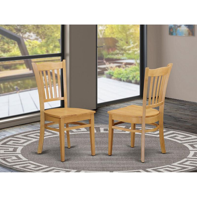 East West Furniture Groton  Dining  Chair  With  Wood  Seat  In  Black  Finish,  Set  of  2