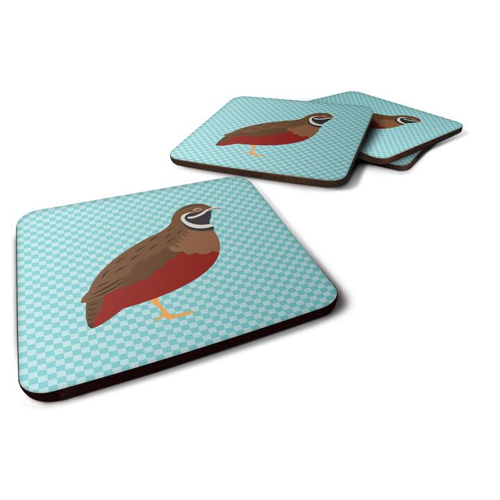 Caroline's Treasures Chinese Painted or King Quail Blue Check Decorative coasters, 3.5, Multicolor