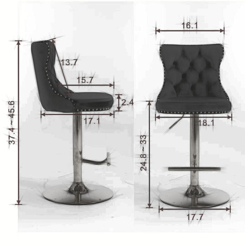 Swivel Velvet Barstools, Adjustable Height, Set of 2, Olive Green