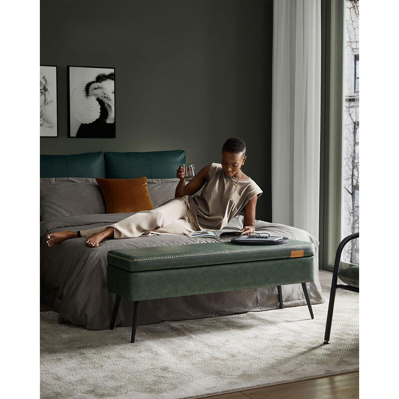 Storage Ottoman Bench with Steel Legs