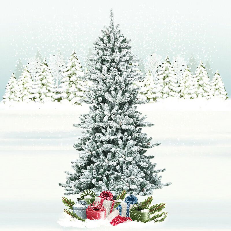Snow Flocked Slim Artificial Christmas Fir Tree