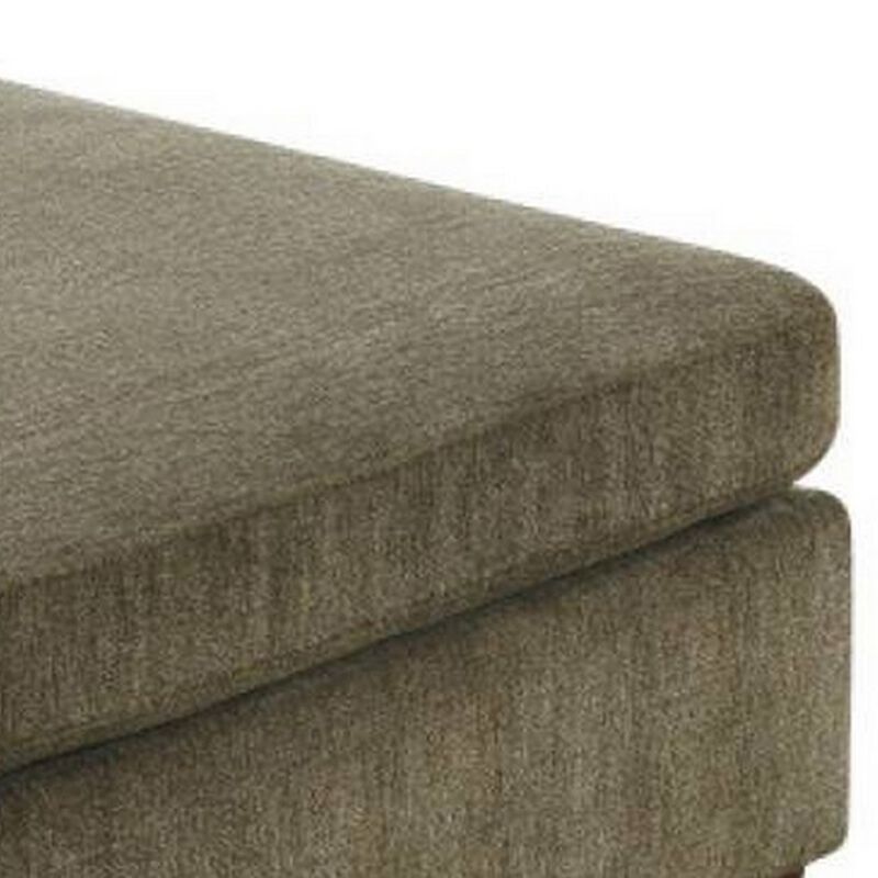 37 Inches Fabric Upholstered Wooden Ottoman, Taupe Brown-Benzara