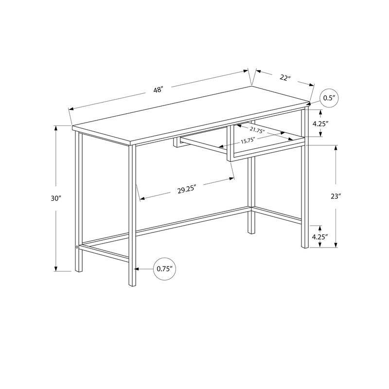 Monarch Specialties I 7370 Computer Desk, Home Office, Laptop, 48"L, Work, Metal, Laminate, Brown, Black, Contemporary, Modern