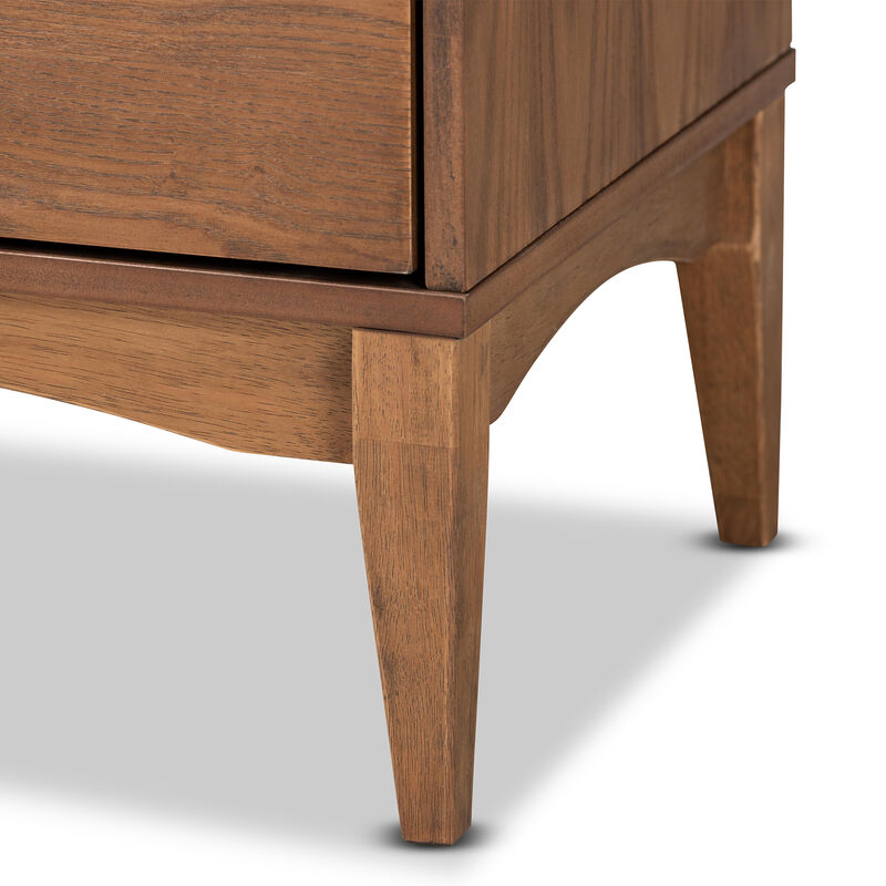 Baxton Studio Landis Mid Century Modern Ash Walnut Finished Wood 2 Drawer Nightstand