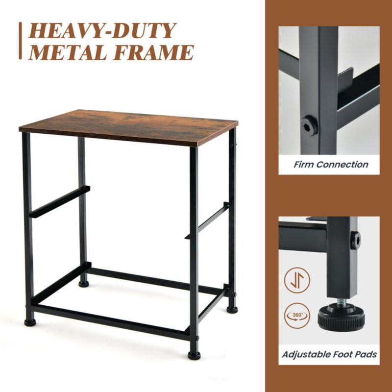 Hivvago 20 Inch Height Industrial Nightstand with 2 Pull-out Fabric Drawers-Rustic Brown