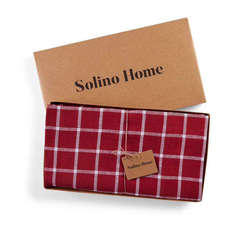 Solino Home 100% Pure Linen Tablecloth | Windowpane Stripe