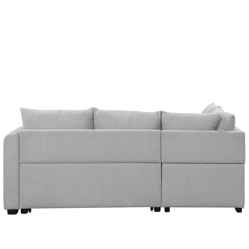 Merax L-shaped Sectional Pull Out Sofa Bed Sleeper Sofa with 2 USB Ports