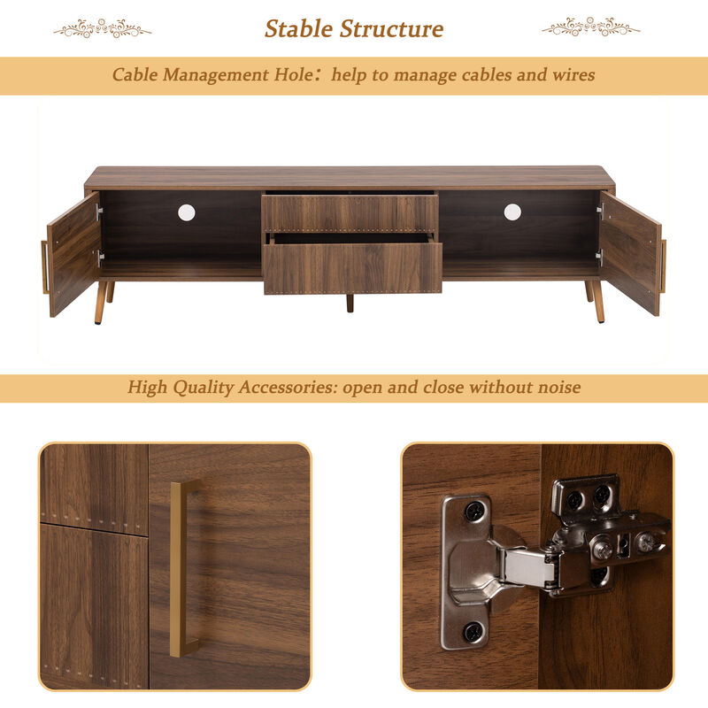 Merax Mid Century Media Console Table TV Stand with 2 Drawers