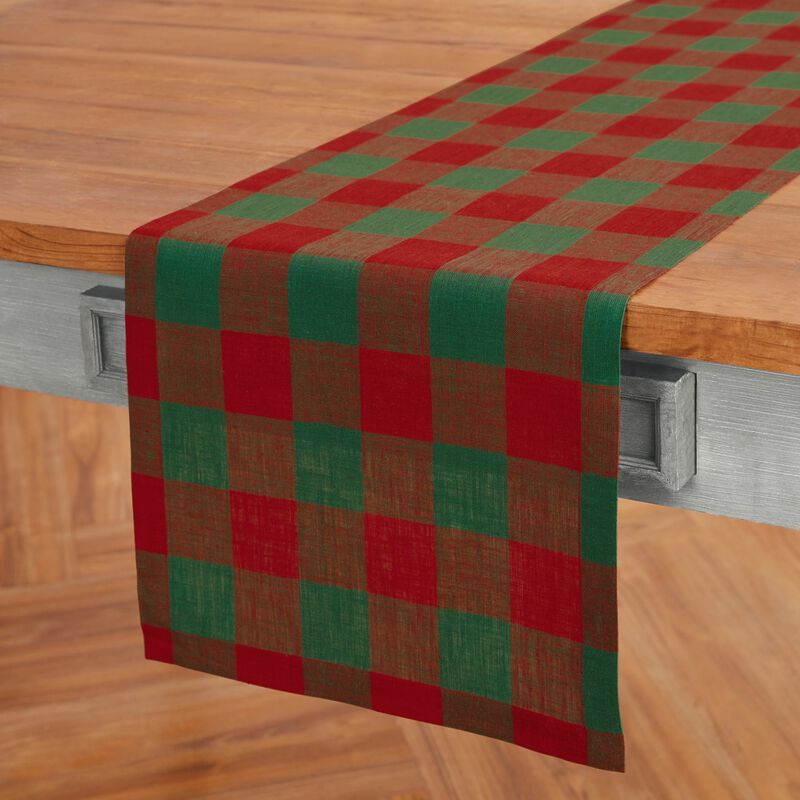 Solino Home 100% Pure Linen Table Runner | Buffalo Check