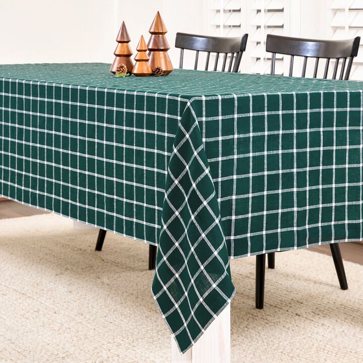 Solino Home 100% Pure Linen Tablecloth | Windowpane Stripe