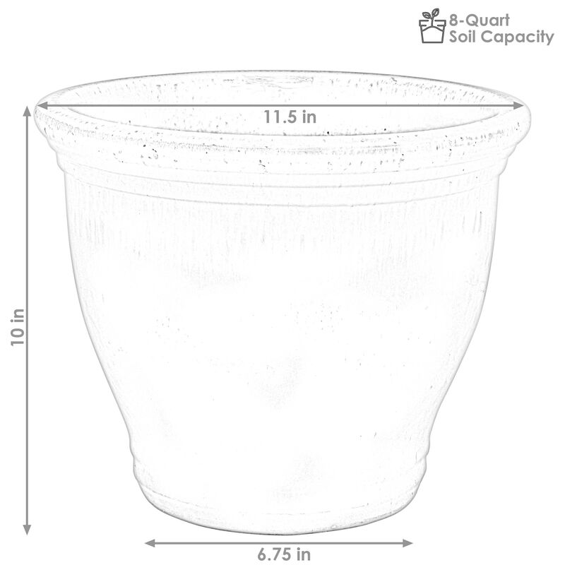 Sunnydaze Set of 2 Studio Glazed Ceramic Planter - 11"