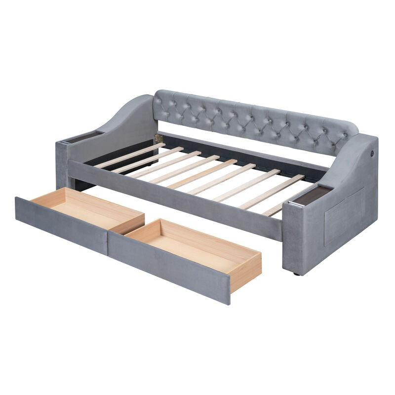 Merax Modern Daybed with Storage Armrests
