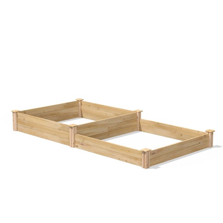 QuikFurn 4 ft x 8 ft Pine Wood 2 Tier Raised Garden Bed