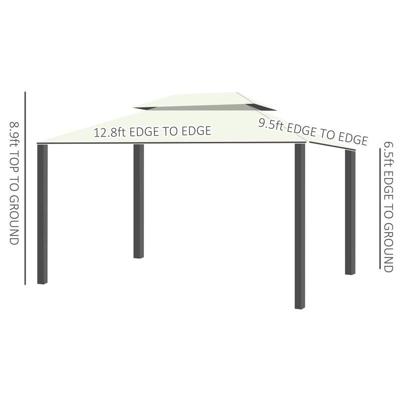 Cream White Garden Pavilion: 10x13 Aluminum Frame Gazebo with Curtains