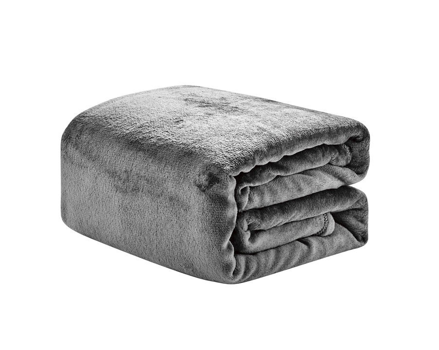 Plazatex Microplush and Microfiber All Season Hydrophobic  Polyester Solid Throw Blanket 50" x 60", Grey Plazatex Microplush and Microfiber All Season Hydrophobic  Polyester Solid Throw Blanket 50" x 60", Grey