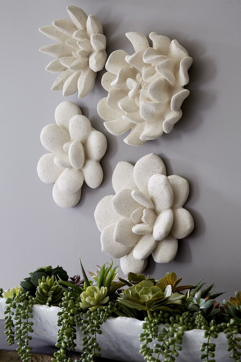 Compactum Succulent Wall Art in White