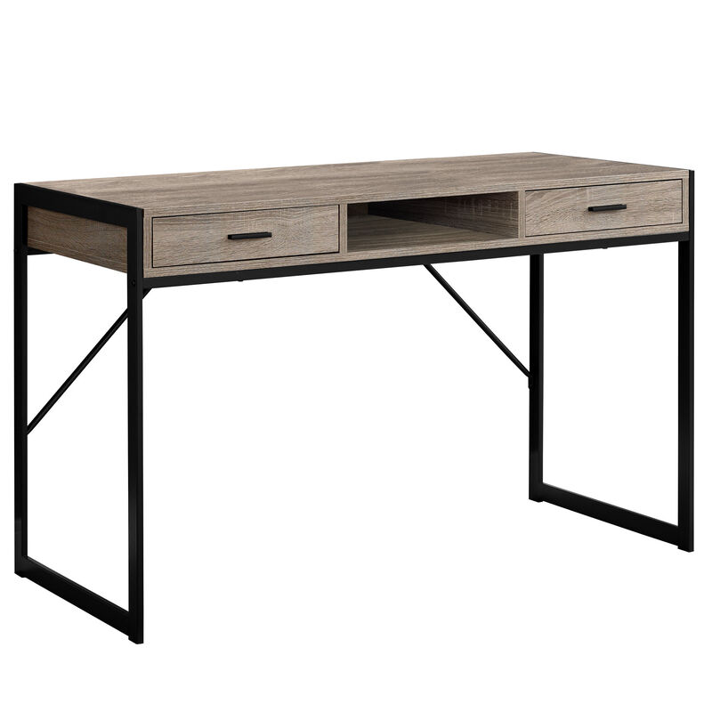Monarch Specialties I 7365 Computer Desk, Home Office, Laptop, Storage Drawers, 48"L, Work, Metal, Laminate, Brown, Black, Contemporary, Modern