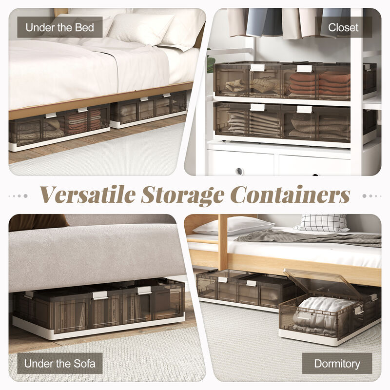 2 Pack Stackable Storage Containers Rolling Plastic Storage Bins