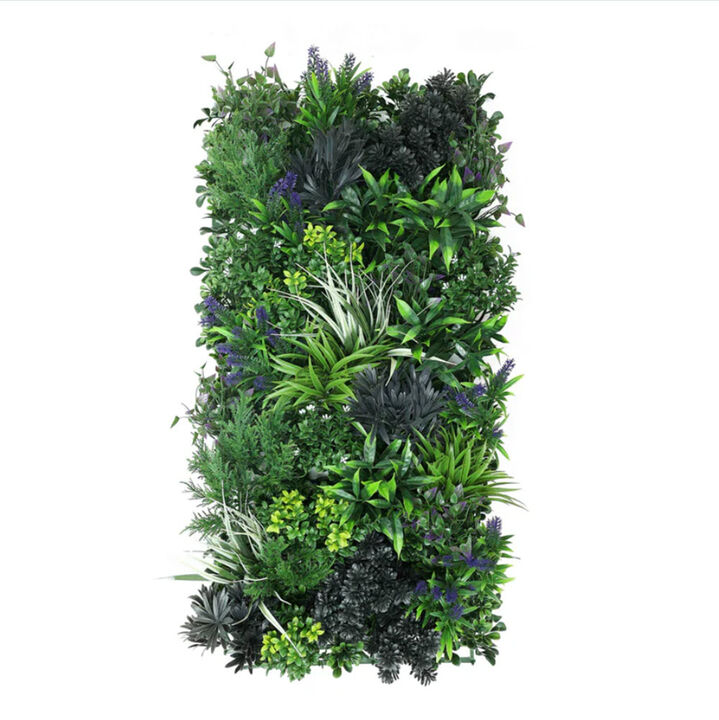 Premium Artificial Green Wall Rustic Botanical Lavender 40"x 20" Commercial Grade UV Resistant