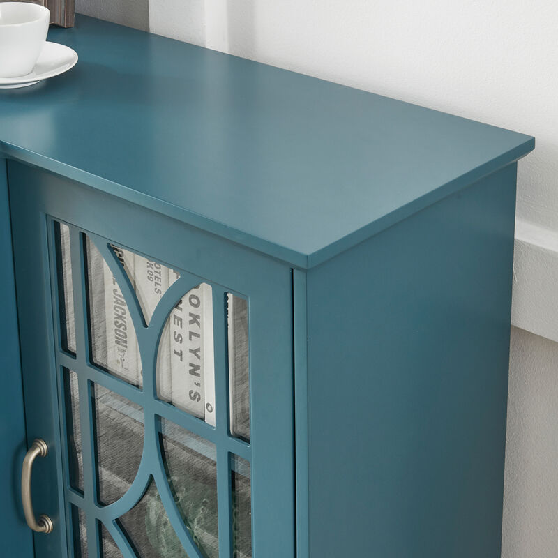 63" TV Stand, Storage Buffet Cabinet, Sideboard With Glass Door And Adjustable Shelves