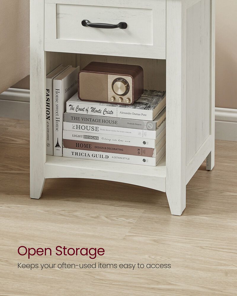 Nightstand with Charging Station and Open Compartment for Convenient Storage