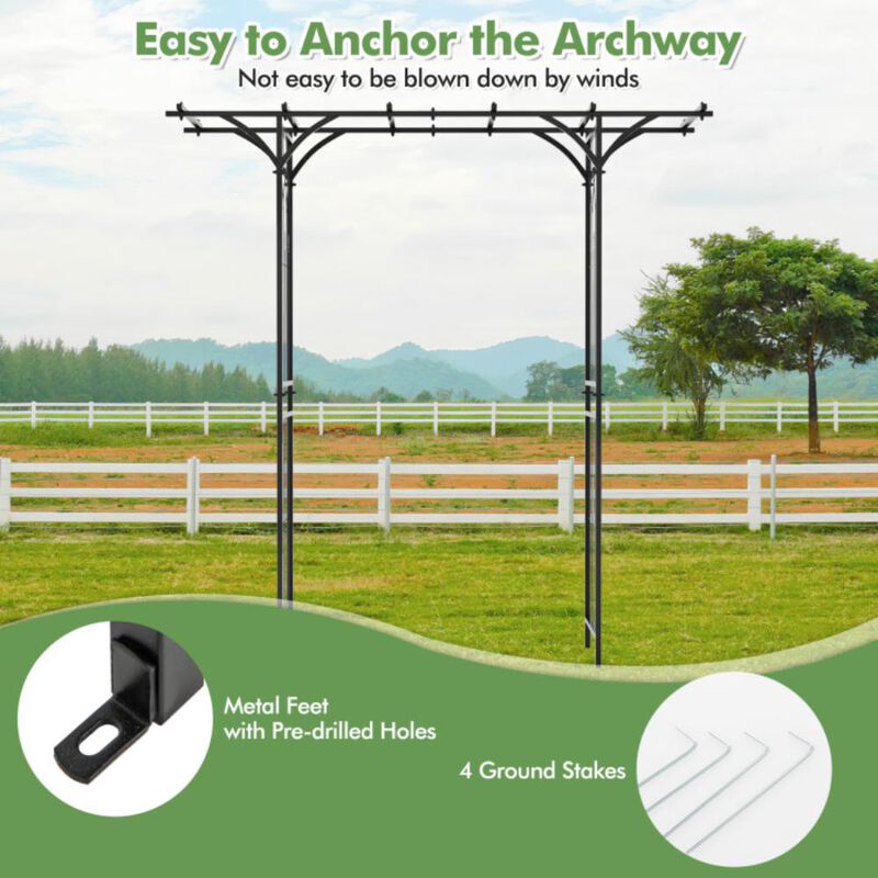 Hivvago 6.8 Feet Garden Arbor with Trellises for Climbing Plant Vine Rose