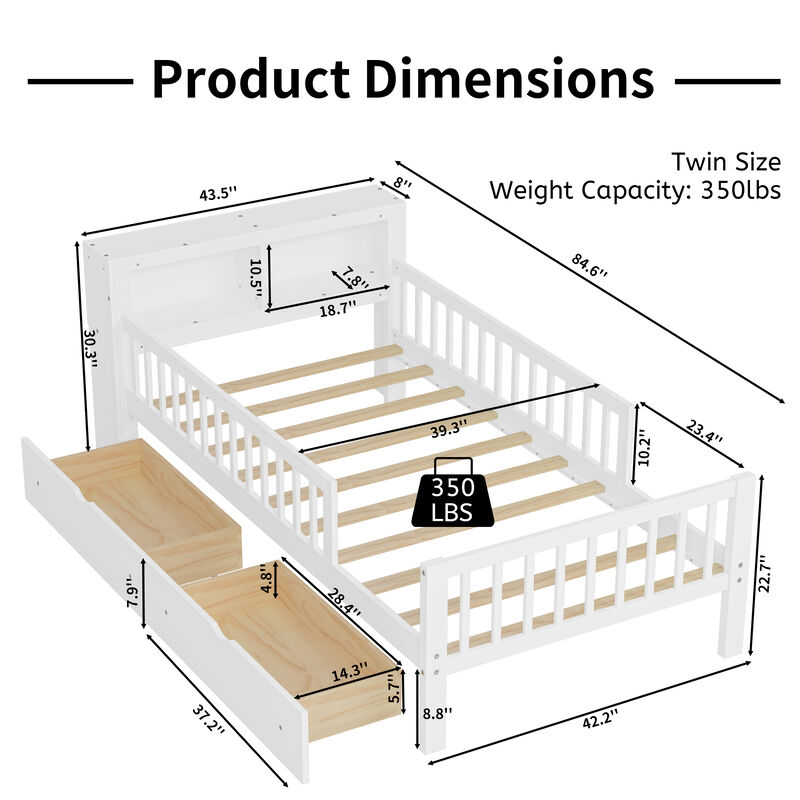 Merax Platform Bed with Headboard Storage Rack