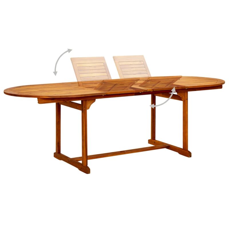 vidaXL Garden Dining Table (63"-94.5")x39.4"x29.5" Solid Acacia Wood