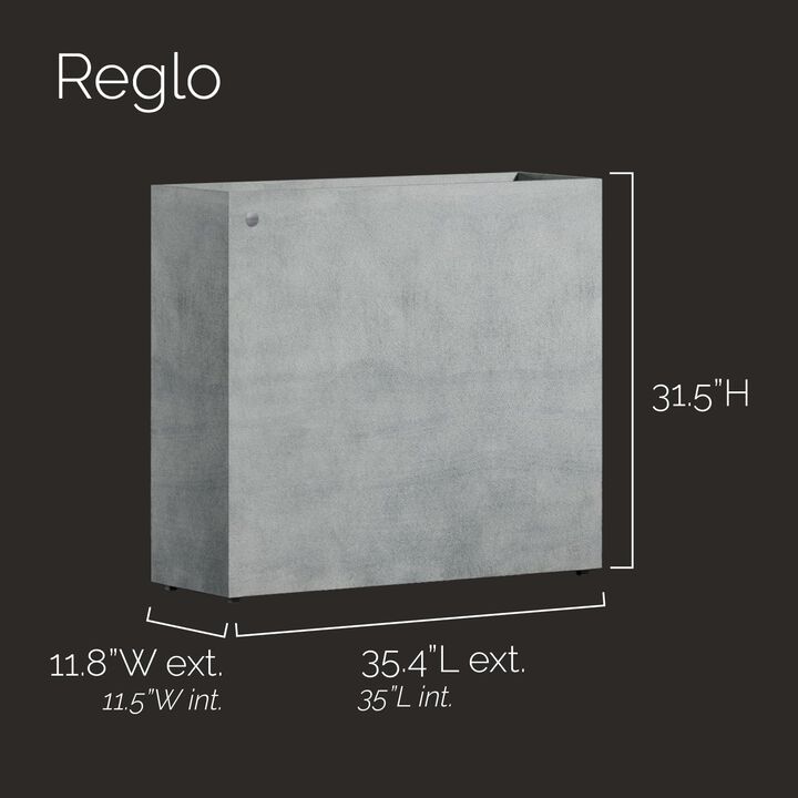 COSAPOTS Reglo Rectangular Planter – White Stone (Bone) Finish – Fiberglass Indoor/Outdoor and Weather-Resistant Large Planter (35.4" L x 11.8" W x 15.7" H Exterior, 35" L x 11.5" W Interior)