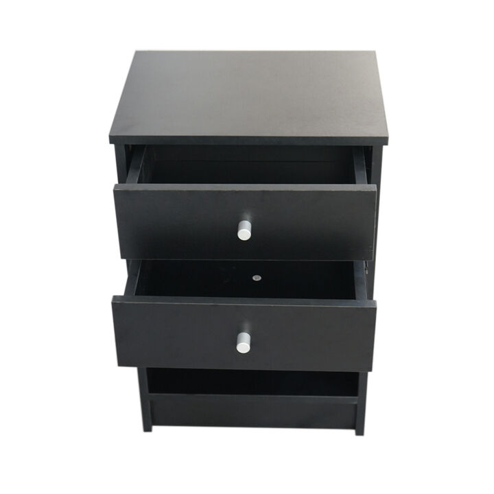 2-Drawer Nightstand Stylish Design with Round Handles for Bedroom Storage and Decor
