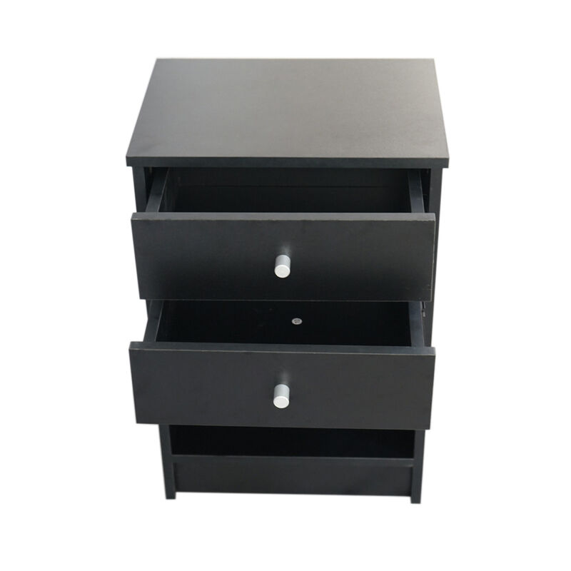 2-Drawer Nightstand Stylish Design with Round Handles for Bedroom Storage and Decor