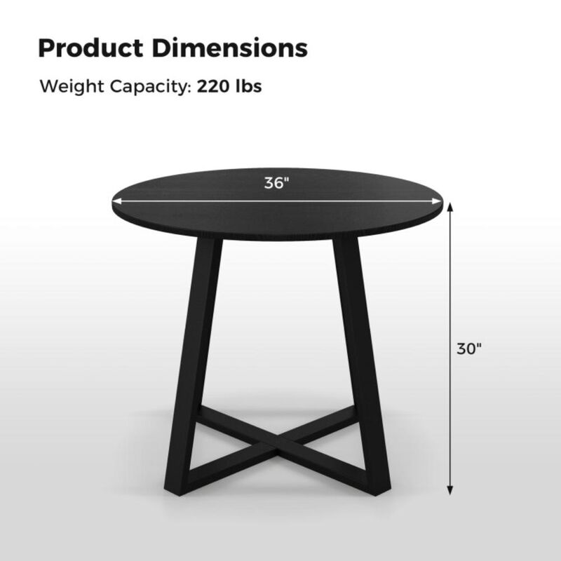 Hivvago 36 Inch Mid-Century Round Dining Table with Pedestal Base for Dining Room