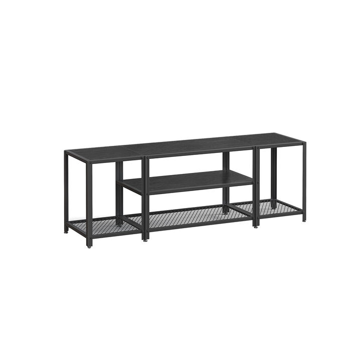 TV Stand for TVs Up to 65'' Black with Wood Grain