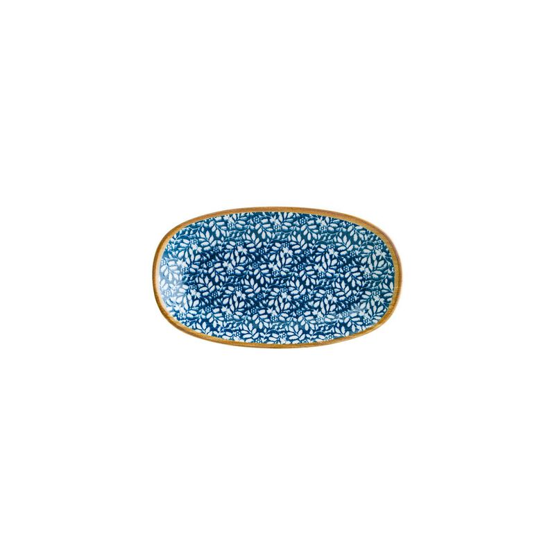 Calif 9.5" x 5.5" x h:1.25" Oval Decorated Porcelain Platter (Set of 2)