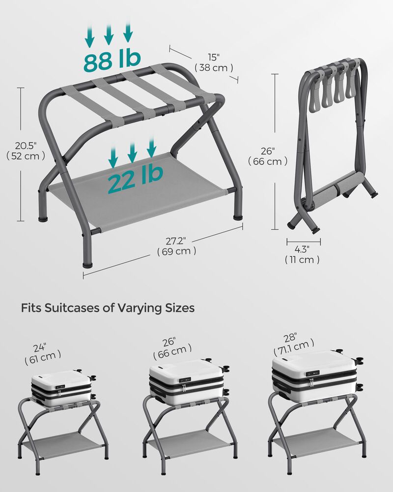 Luggage Rack with Storage Shelf - Practical Travel Accessory and Storage Solution