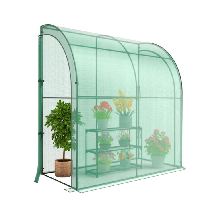 Hivvago 7 x 3.5 x 7 Feet Lean-to Greenhouse with Flower Rack Hivvago 7 x 3.5 x 7 Feet Lean-to Greenhouse with Flower Rack