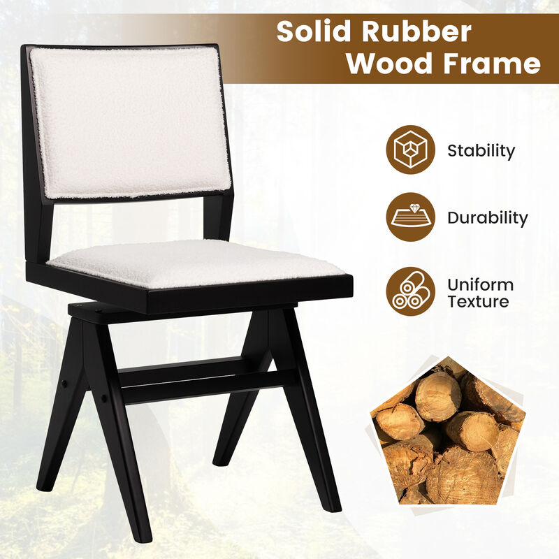 Swivel Wooden Dining Chair Set of 2 with Rubber Wood Frame and Padded Seat
