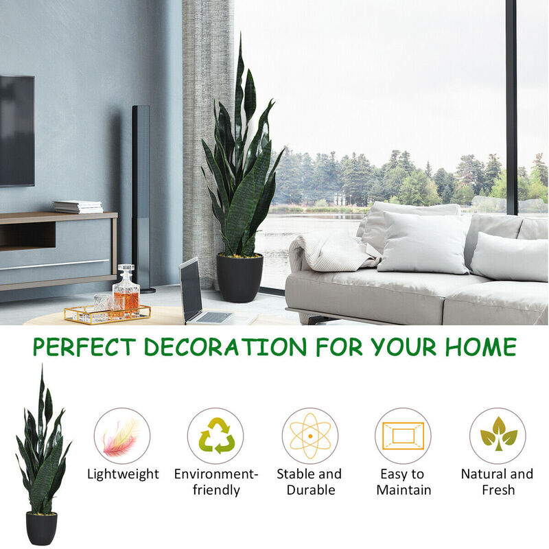 35.5 Inch Indoor-Outdoor Decoration Fake Artificial Snake Plant