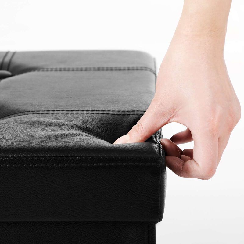 30" L Faux Leather Folding Storage Ottoman Bench, Storage Chest Footrest Padded Seat