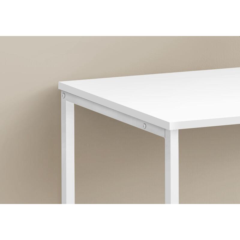 Monarch Specialties I 7775 Computer Desk, Home Office, Laptop, Left, Right Set-up, Storage Drawers, 40"L, Work, Metal, Laminate, White, Contemporary, Modern